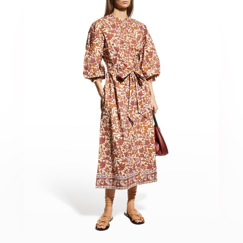 Love The Label Button-Front Puff-Sleeve Midi Dress